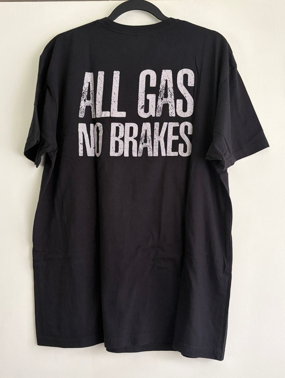 No Donuts NY All Gas No Brakes Black Gym Tee XL Worn Cracked Graphic